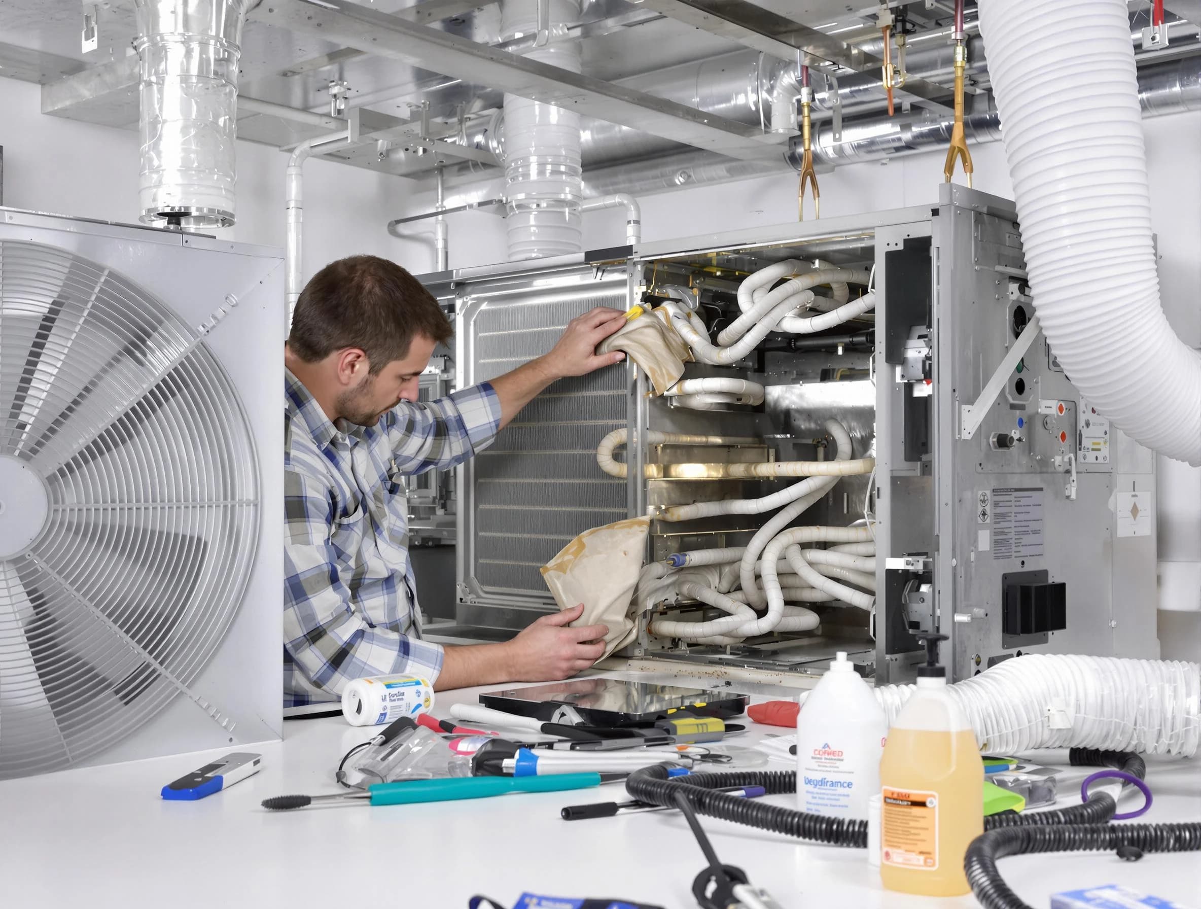 Medford Air Duct Cleaning specialist performing precision AC coil cleaning in Medford