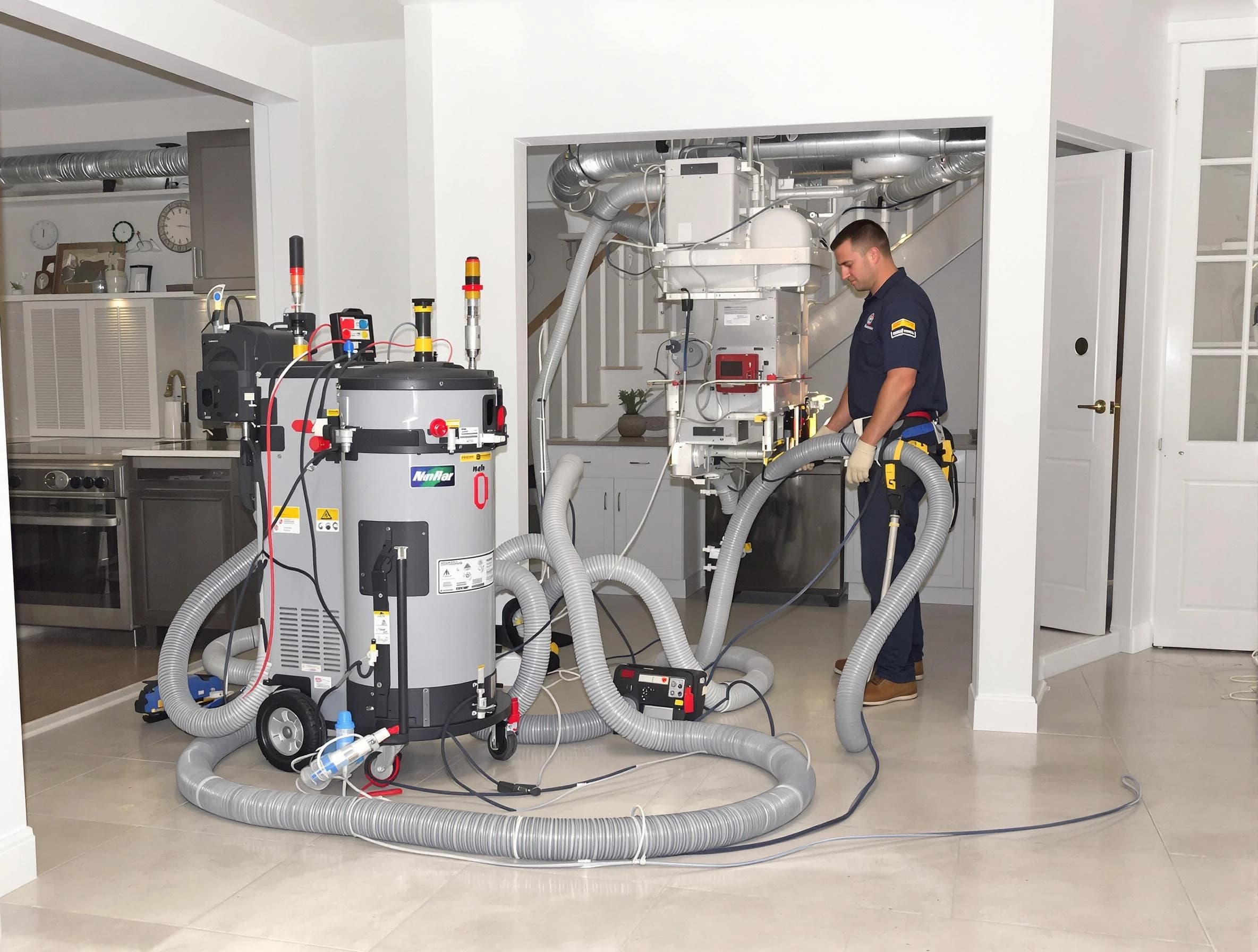 Medford Air Duct Cleaning technician operating negative pressure cleaning equipment for thorough duct maintenance in Medford