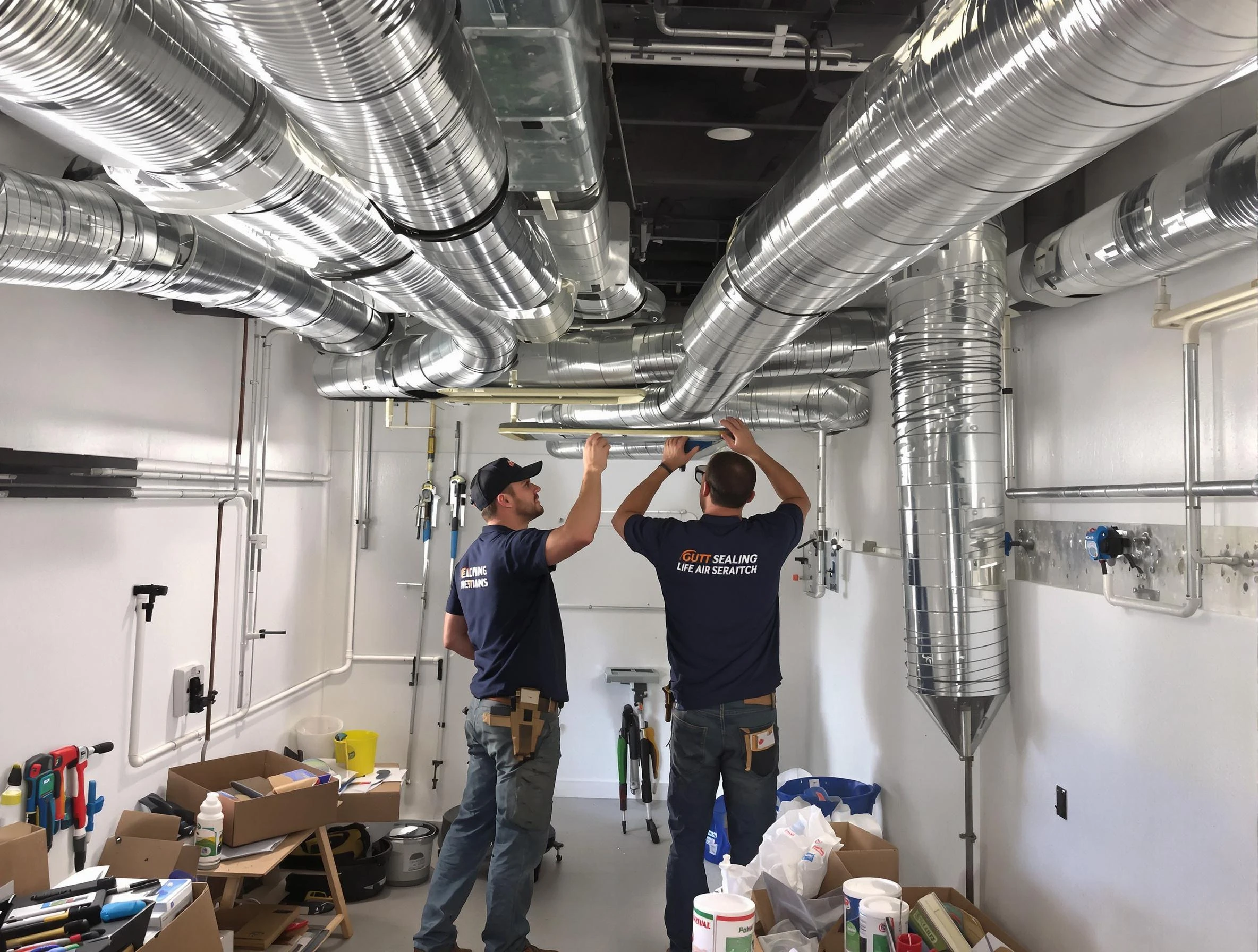 Medford Air Duct Cleaning technician applying professional duct sealing solutions in Medford