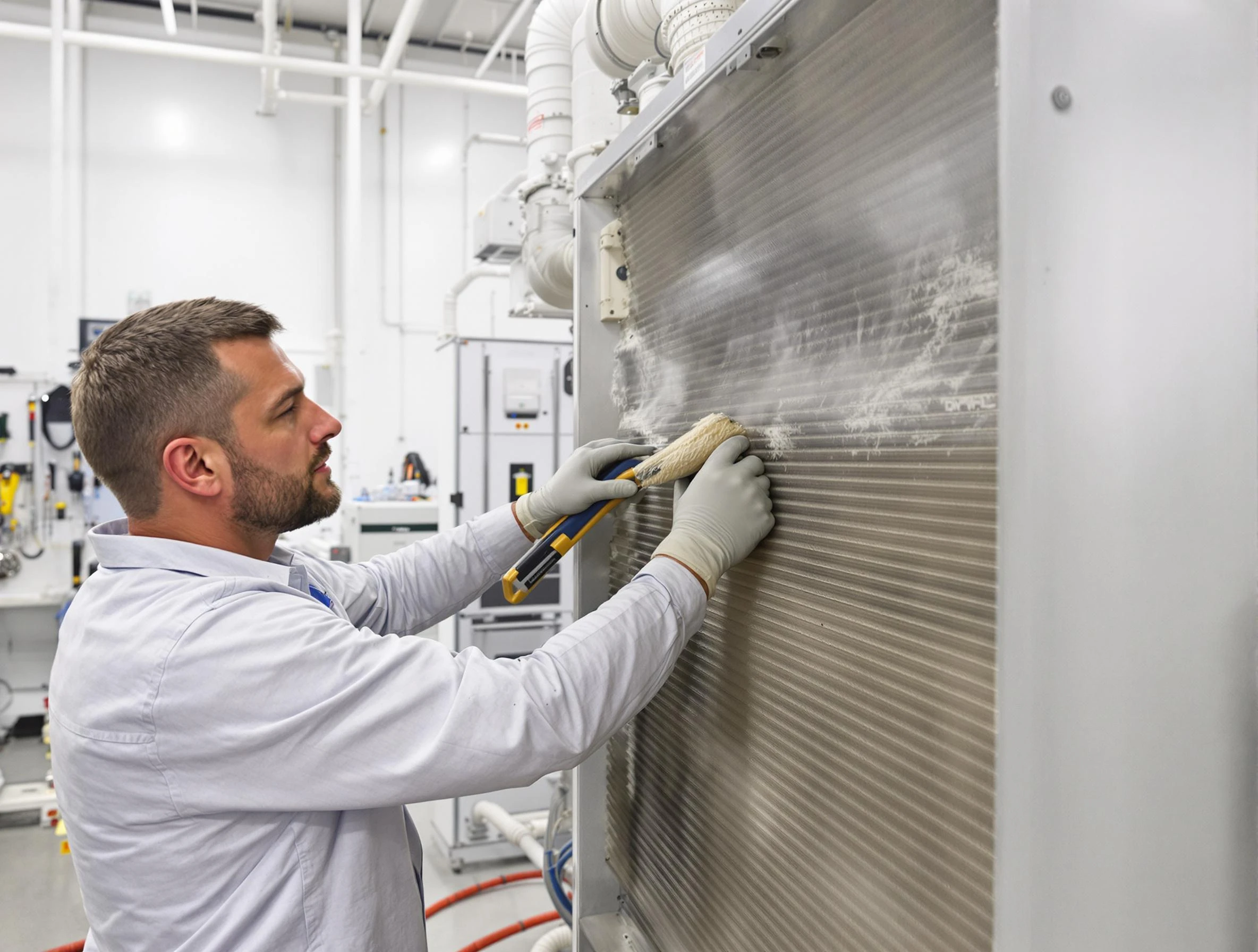 Medford Air Duct Cleaning technician performing precision commercial coil cleaning at a Medford business